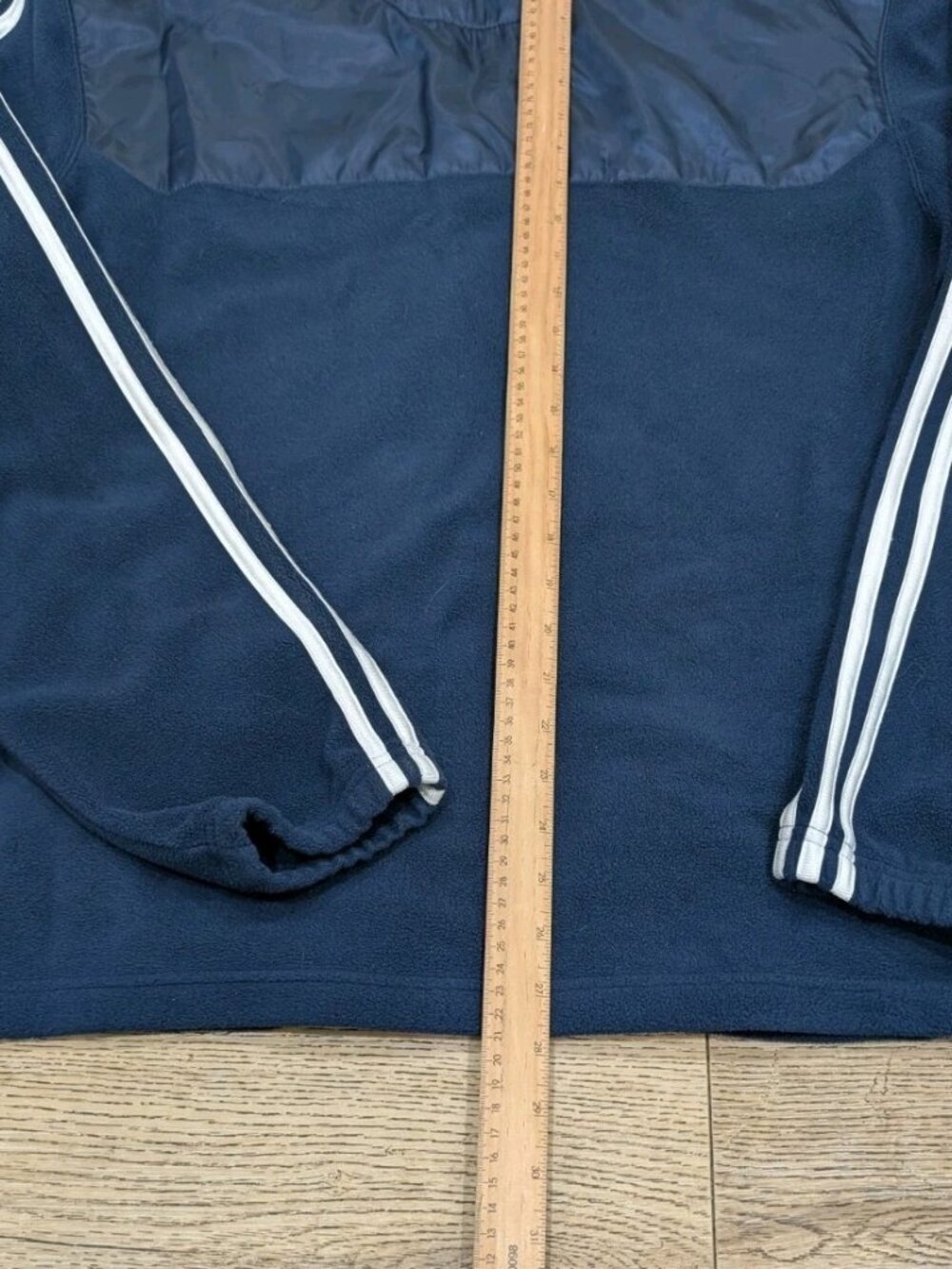 Adidas Notre Dame Navy Blue Mens Large Striped Sleeve Zip Up Fleece Track Jacket - Picture 5 of 7